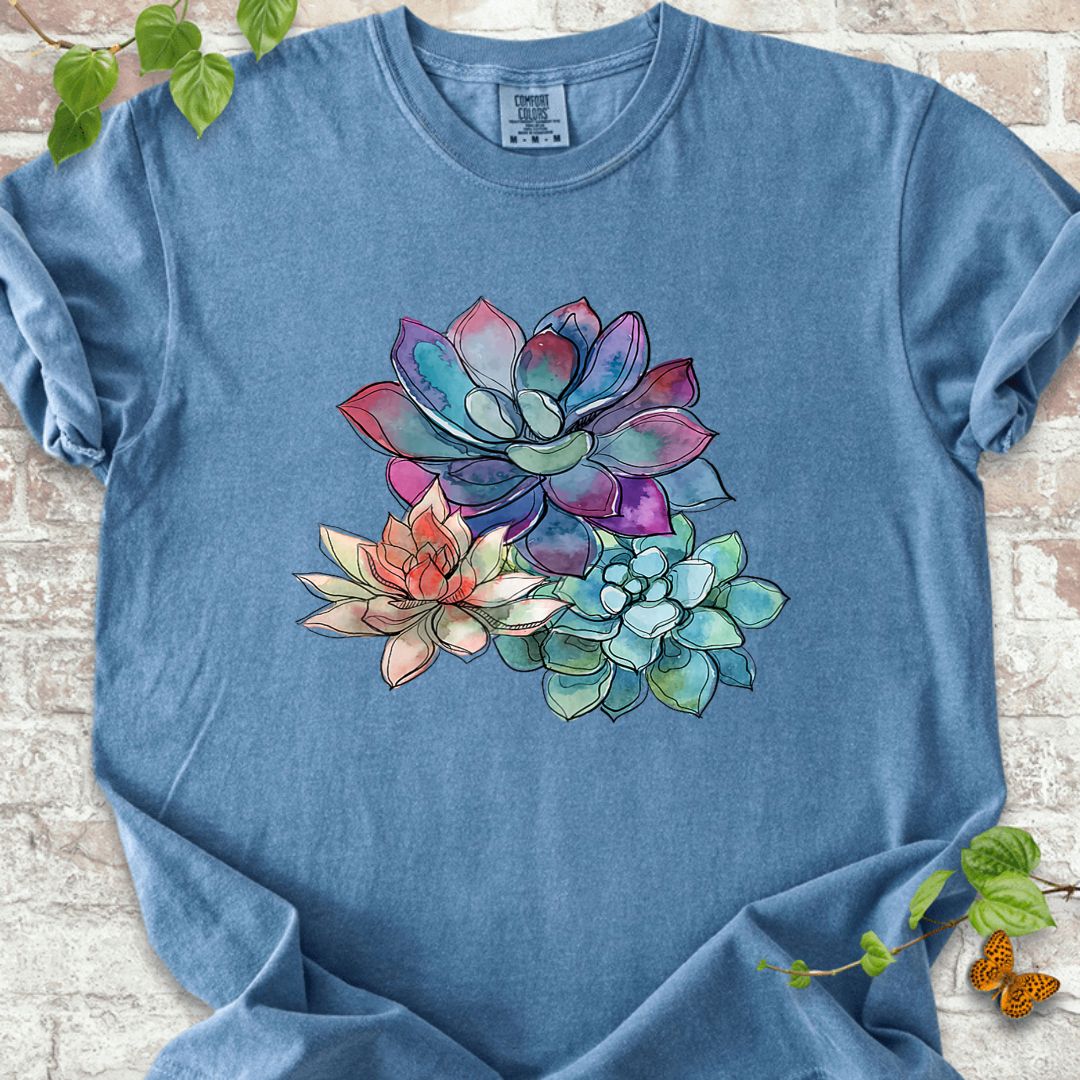 Watercolor Succulents Plants T-Shirt