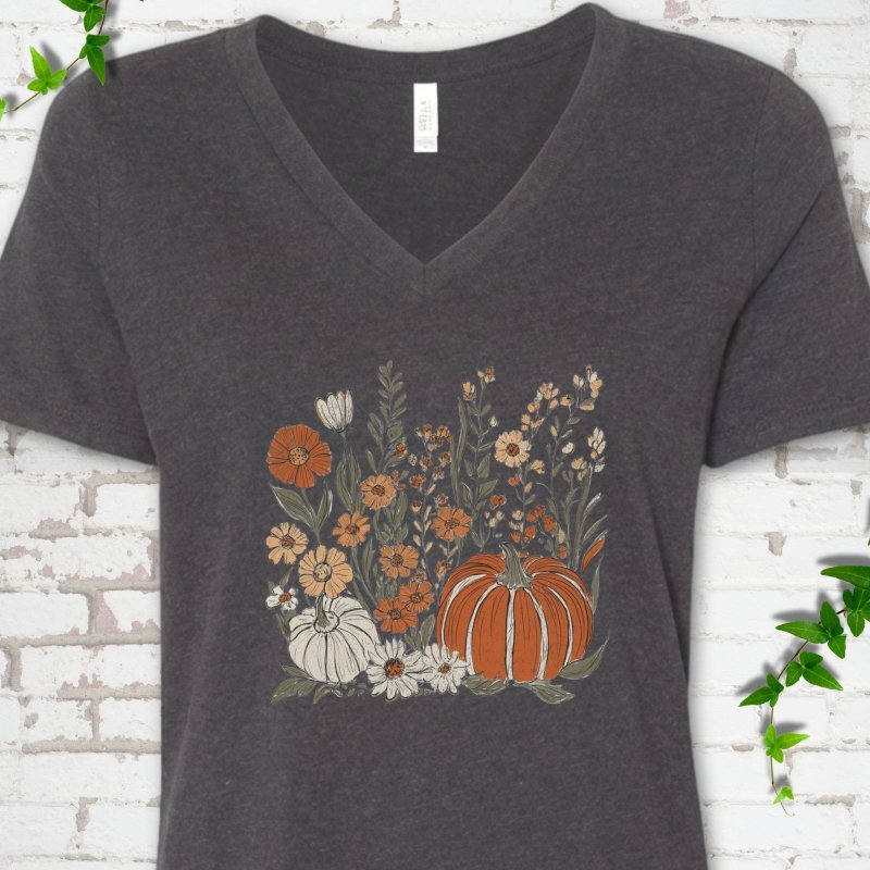 Boho Pumpkin V-Neck T-Shirt