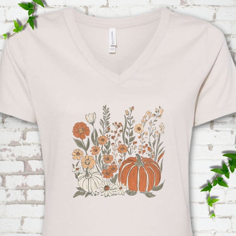 Boho Pumpkin V-Neck T-Shirt