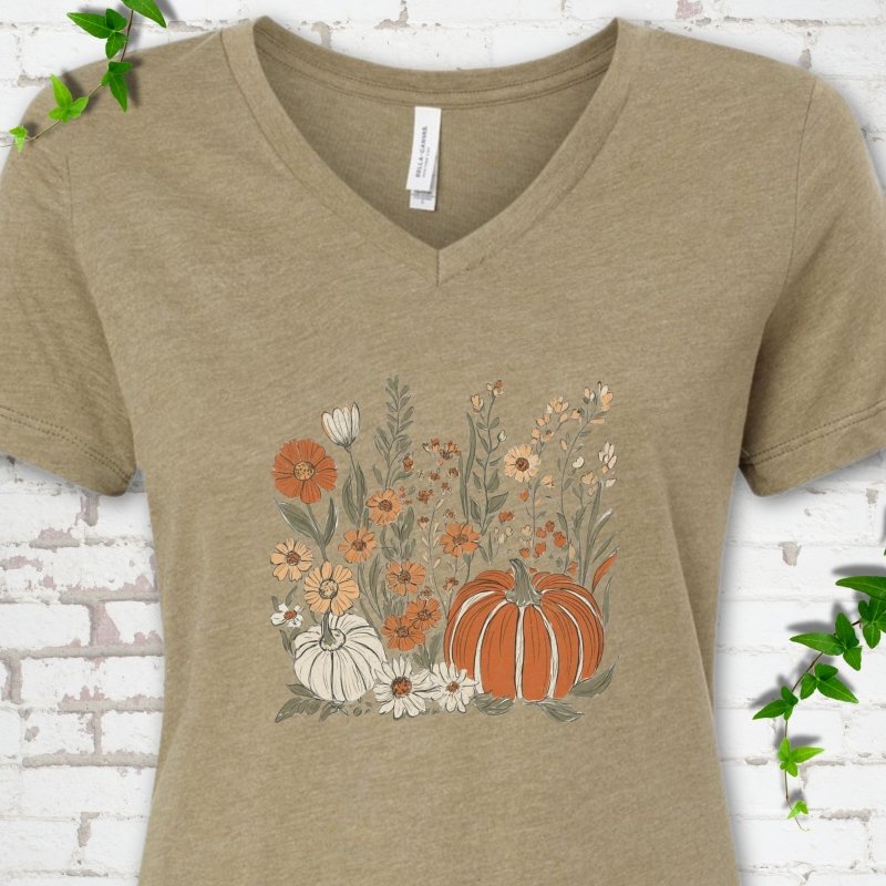 Boho Pumpkin V-Neck T-Shirt