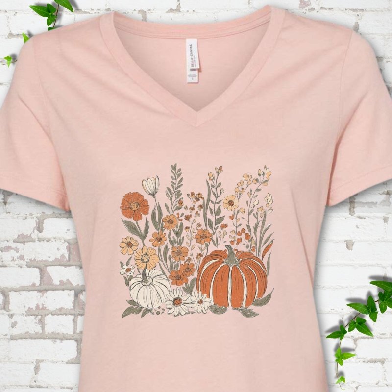 Boho Pumpkin V-Neck T-Shirt