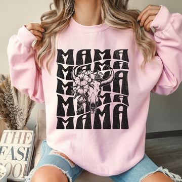 Bull Skull Mama Crew Sweatshirt