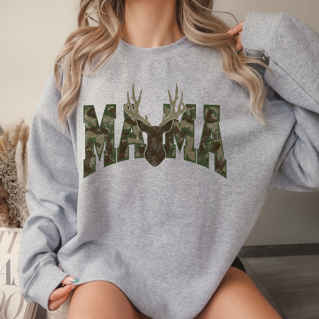 Camo Deer Mama Crew Sweatshirt
