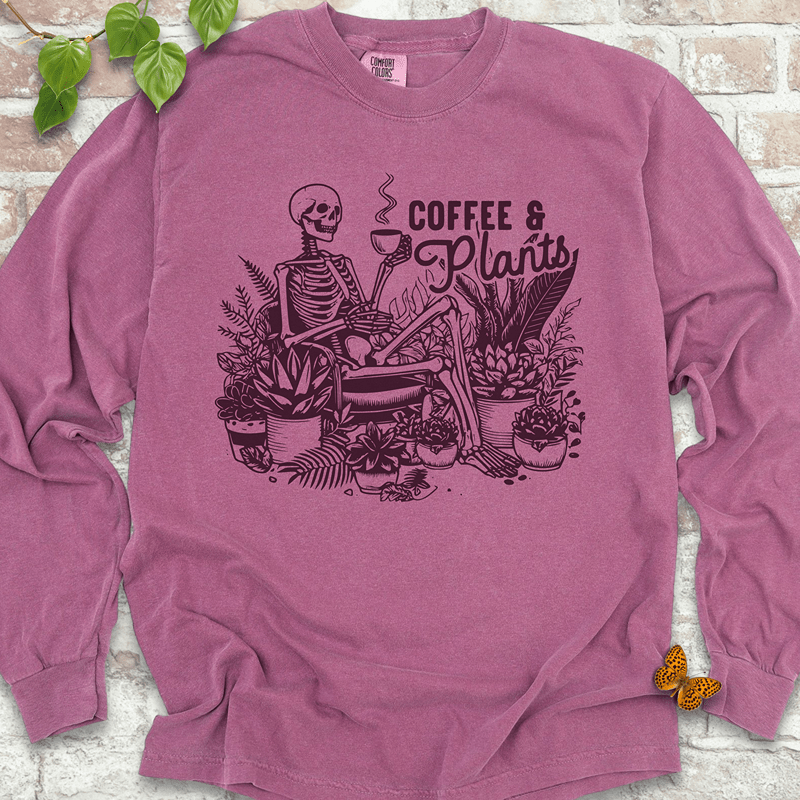 Coffee & Plants Skeleton LS T-Shirt
