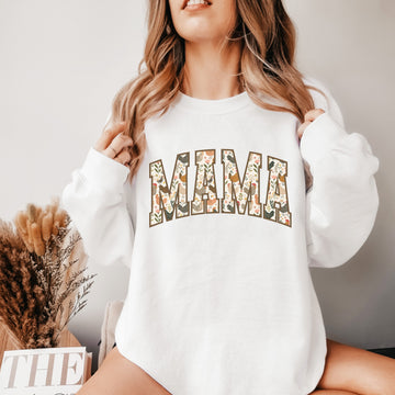 Floral Chickens Mama Crew Sweatshirt