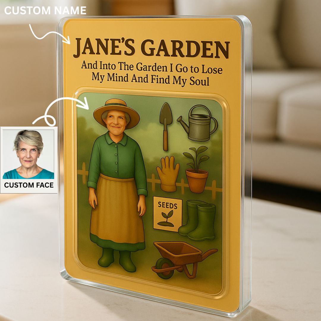 3D Effect Gardener Custom Figure Personalized Flat Rectangle Acrylic Block