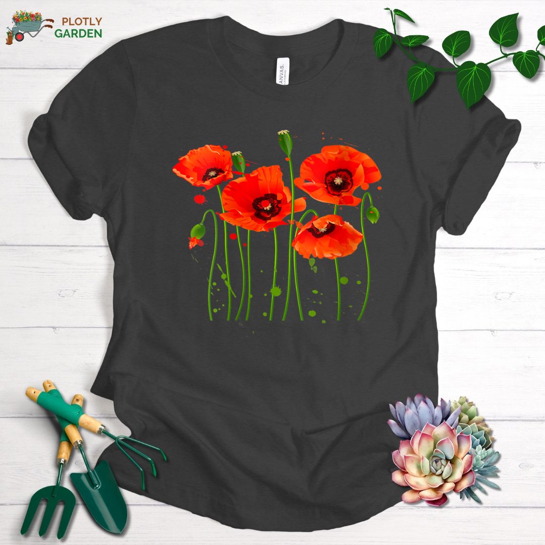 Watercolor Red Poppy Flower Unisex Premium Tee