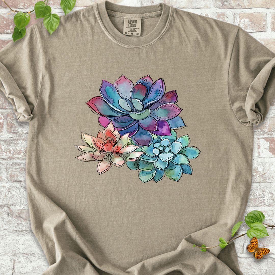 Watercolor Succulents Plants T-Shirt