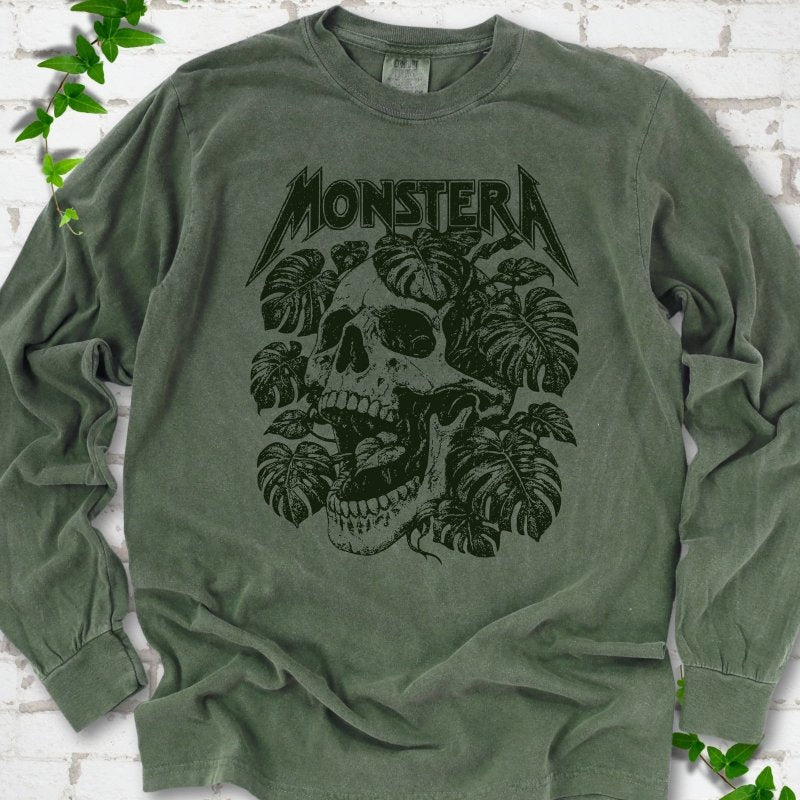 Monstera Skull LS T-Shirt