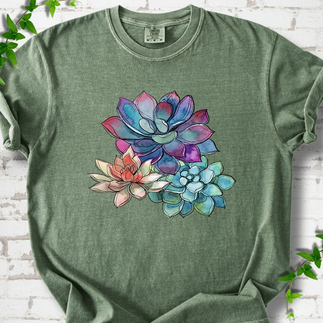 Watercolor Succulents Plants T-Shirt
