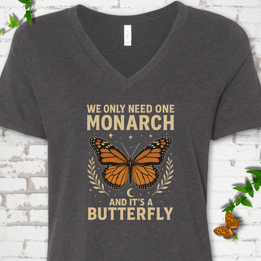 One Monarch Butterfly V-Neck T-Shirt