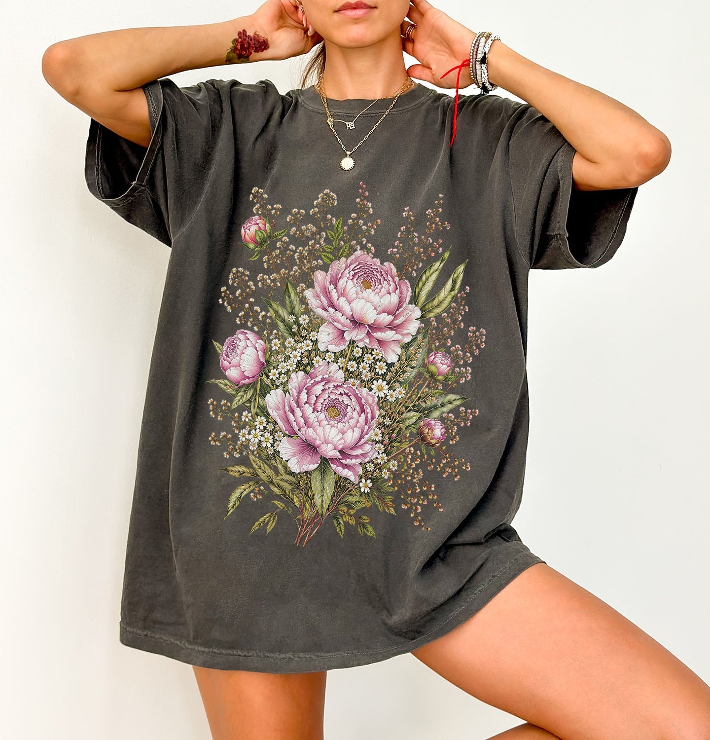 Pink Peony Floral T-Shirt