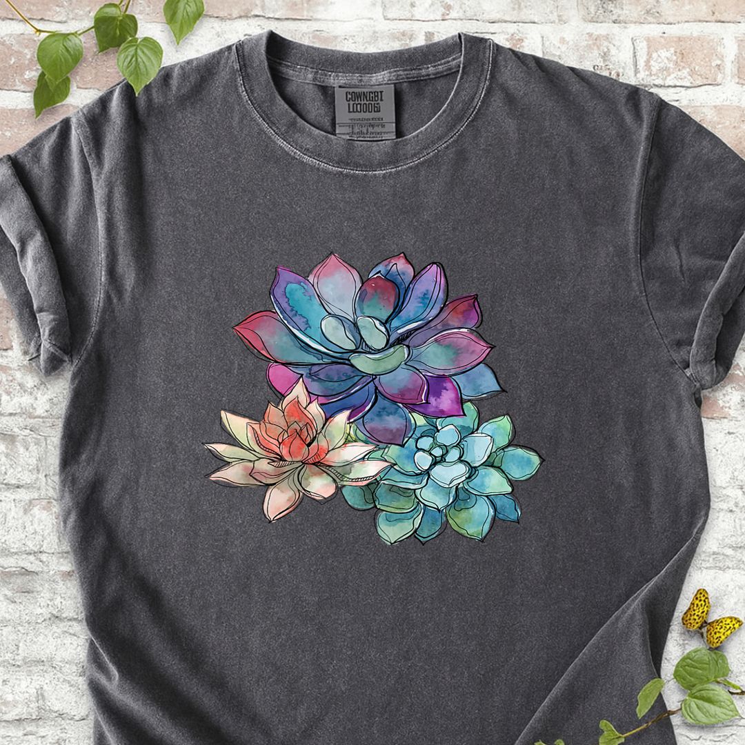 Watercolor Succulents Plants T-Shirt