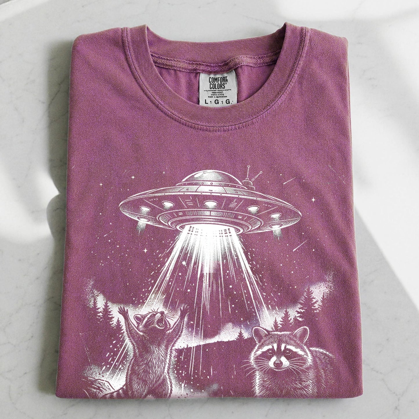 Raccoon UFO Alien Invasion T-shirt