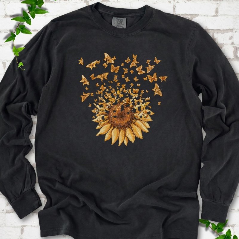 Sunflower Butterfly Burst LS T-Shirt