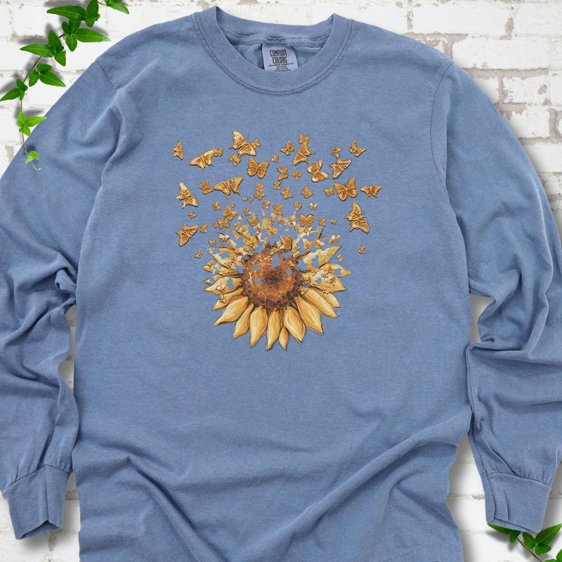 Sunflower Butterfly Burst LS T-Shirt