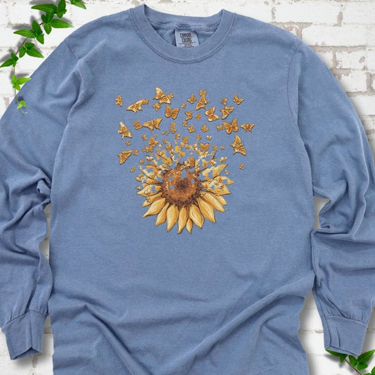 Sunflower Butterfly Burst LS T-Shirt