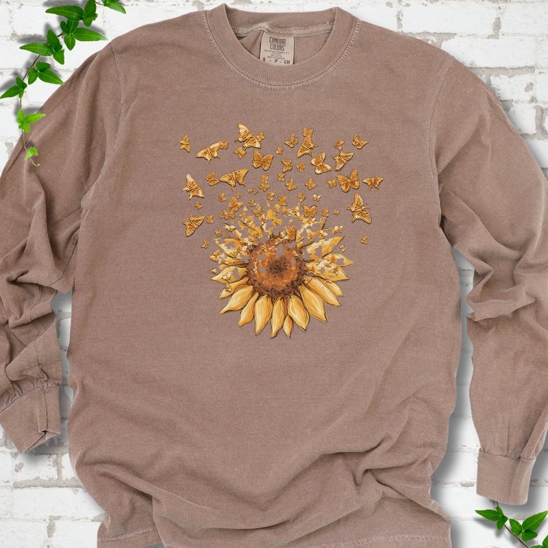 Sunflower Butterfly Burst LS T-Shirt