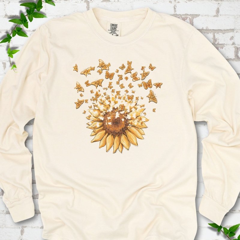 Sunflower Butterfly Burst LS T-Shirt