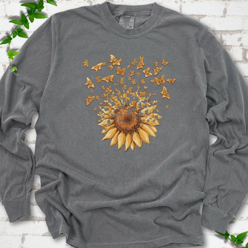 Sunflower Butterfly Burst LS T-Shirt