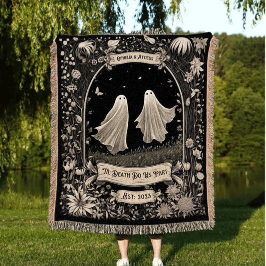 Personalized Ghost Couple Woven Blanket