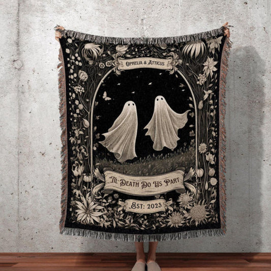 Personalized Ghost Couple Woven Blanket