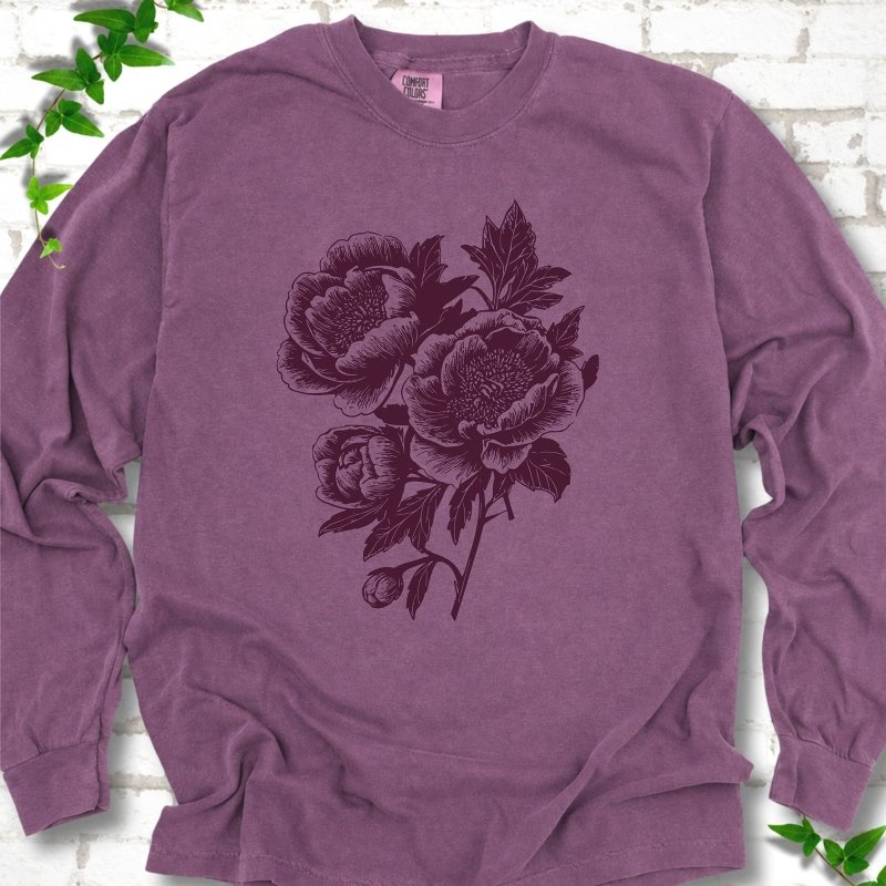Vintage Peonies LS T-Shirt