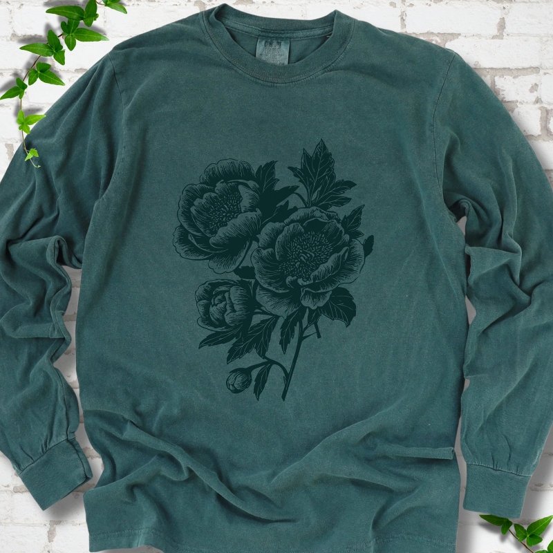 Vintage Peonies LS T-Shirt
