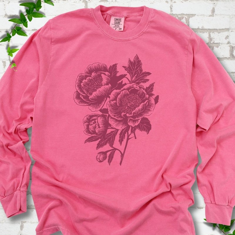 Vintage Peonies LS T-Shirt