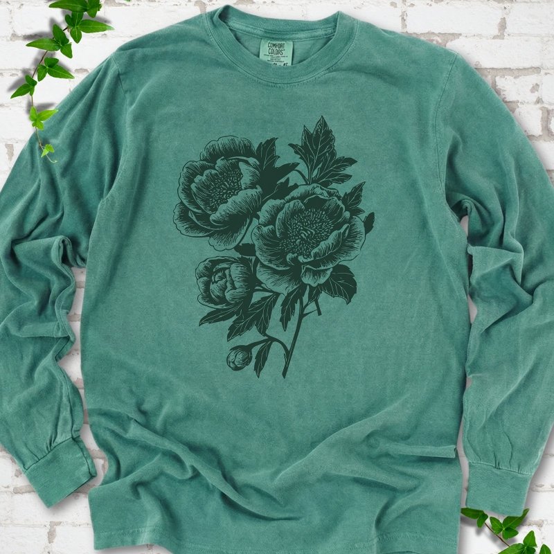 Vintage Peonies LS T-Shirt