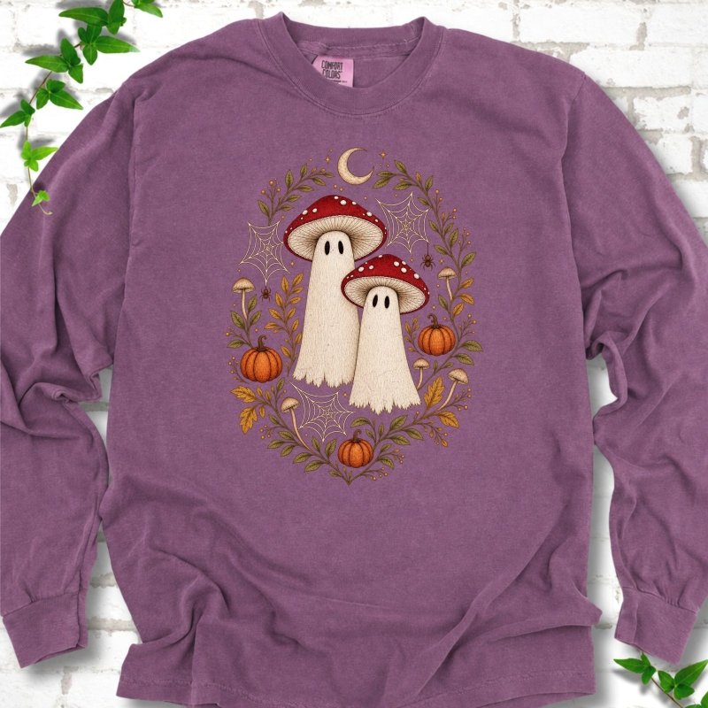Whimsical Mushroom Ghosts LS T-Shirt