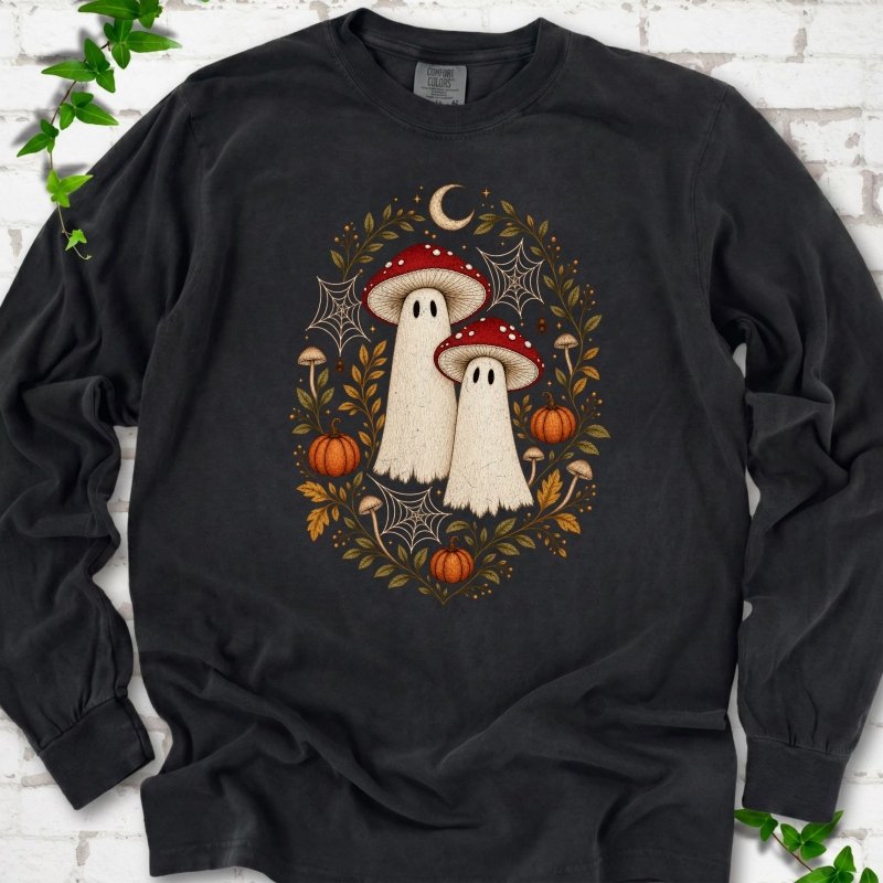 Whimsical Mushroom Ghosts LS T-Shirt