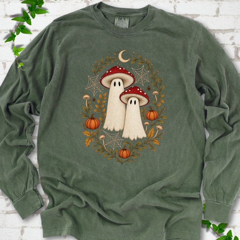 Whimsical Mushroom Ghosts LS T-Shirt