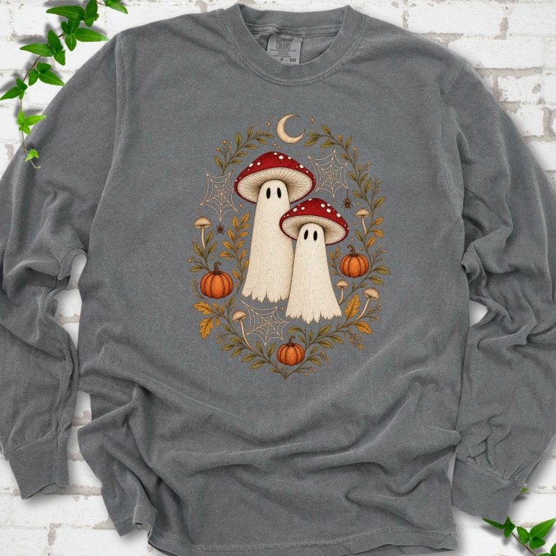 Whimsical Mushroom Ghosts LS T-Shirt