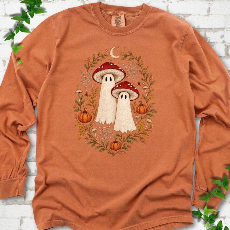 Whimsical Mushroom Ghosts LS T-Shirt