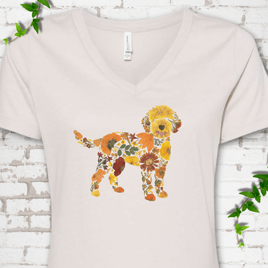 Wildflower Goldendoodle V-Neck T-Shirt