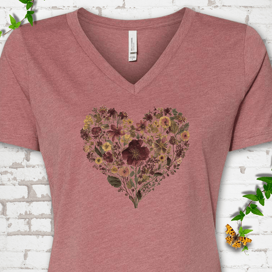 Wildflower Heart V-Neck T-Shirt