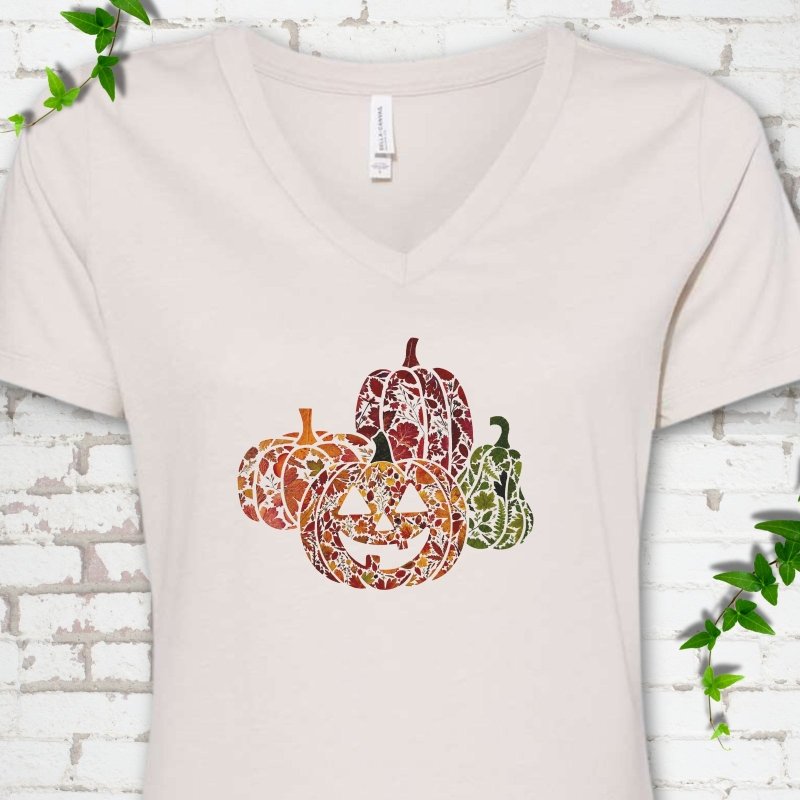 Wildflower Pumpkins V-Neck T-Shirt