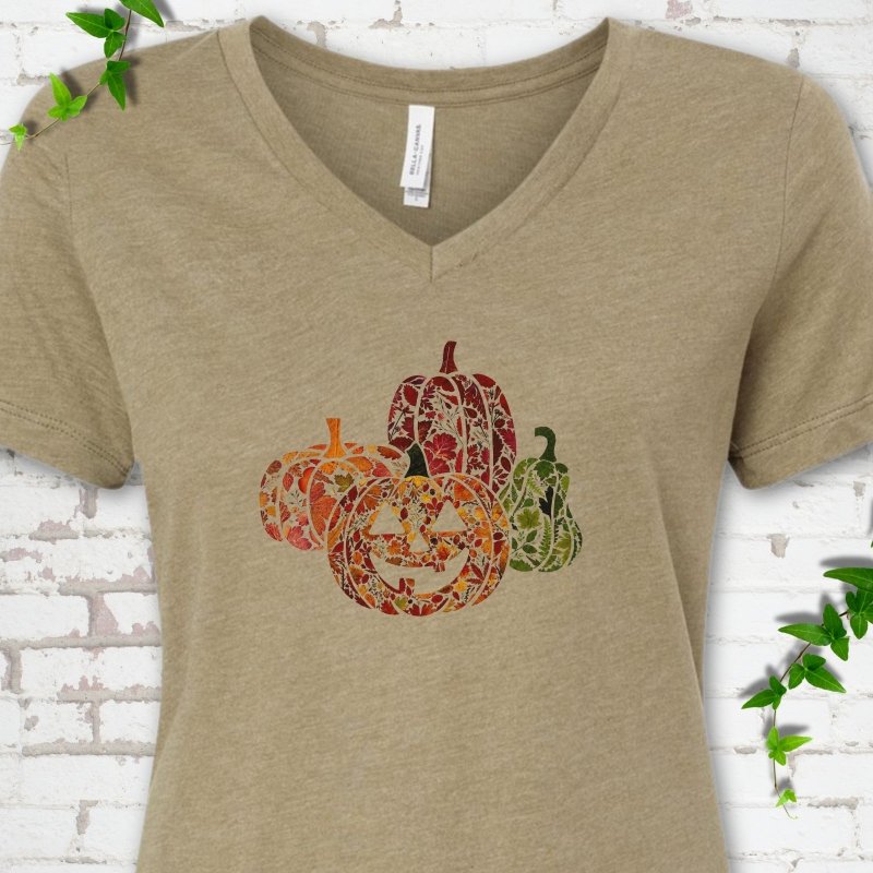 Wildflower Pumpkins V-Neck T-Shirt