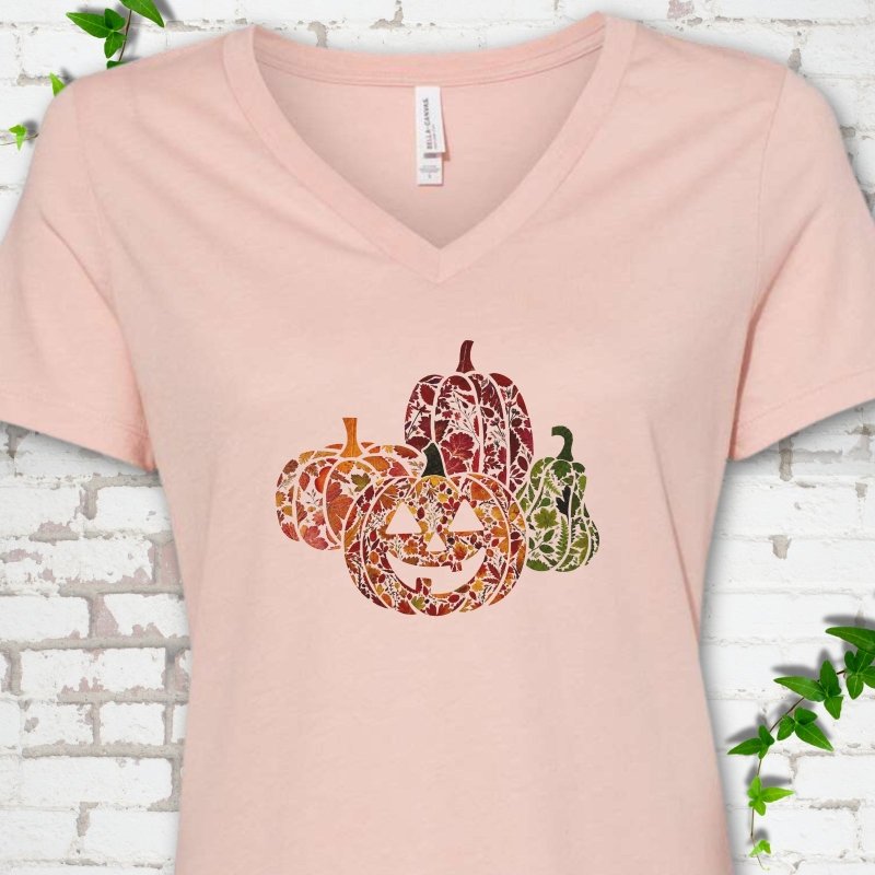 Wildflower Pumpkins V-Neck T-Shirt