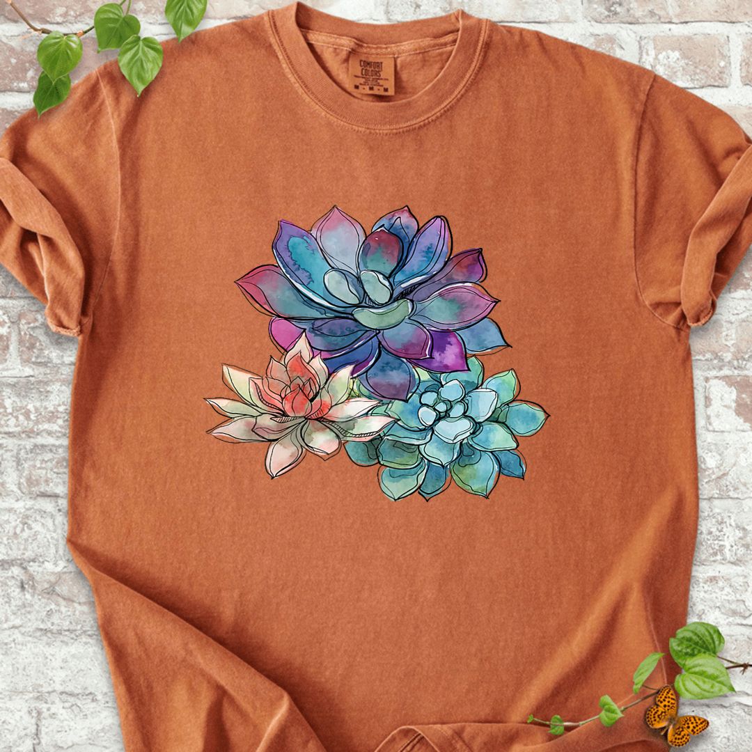 Watercolor Succulents Plants T-Shirt