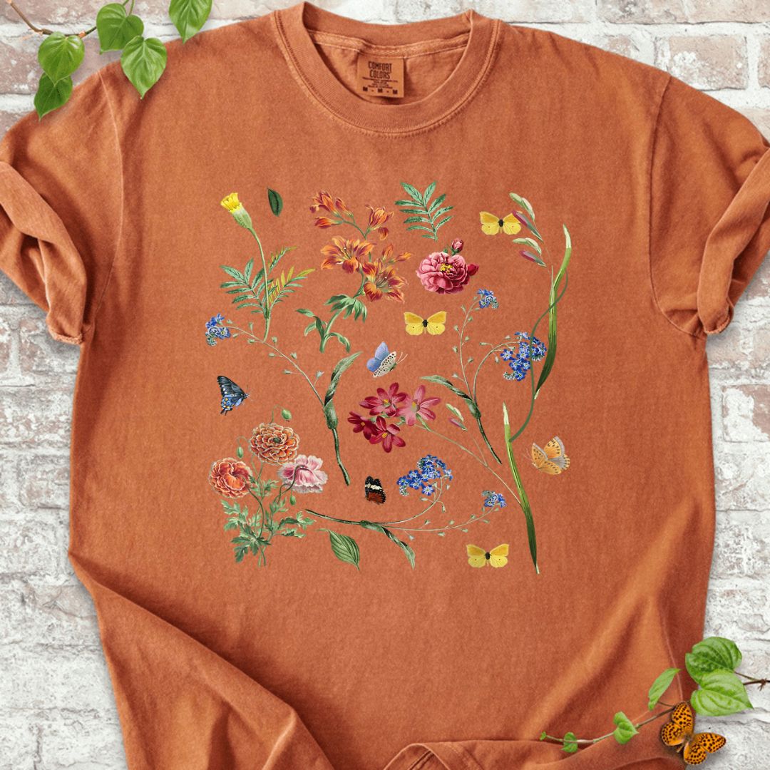 Vintage Wild Botanical Flower T-Shirt