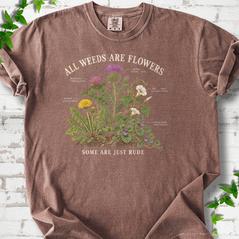 All Weeds Are Flowers Botanical Guide T-Shirt in Espresso – PlotlyGarden