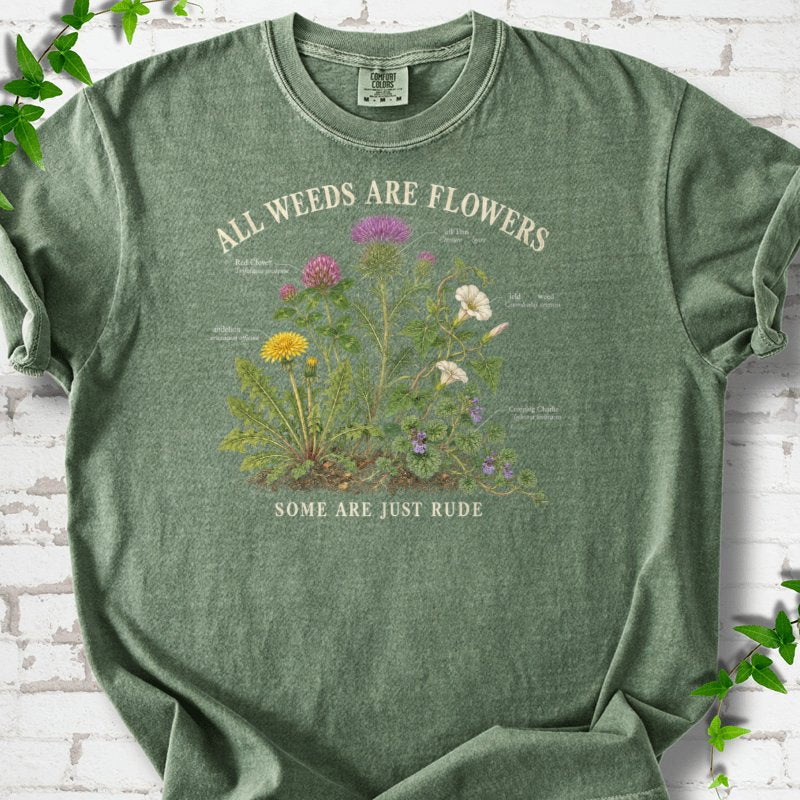 All Weeds Are Flowers Botanical Guide T-Shirt in Moss – PlotlyGarden