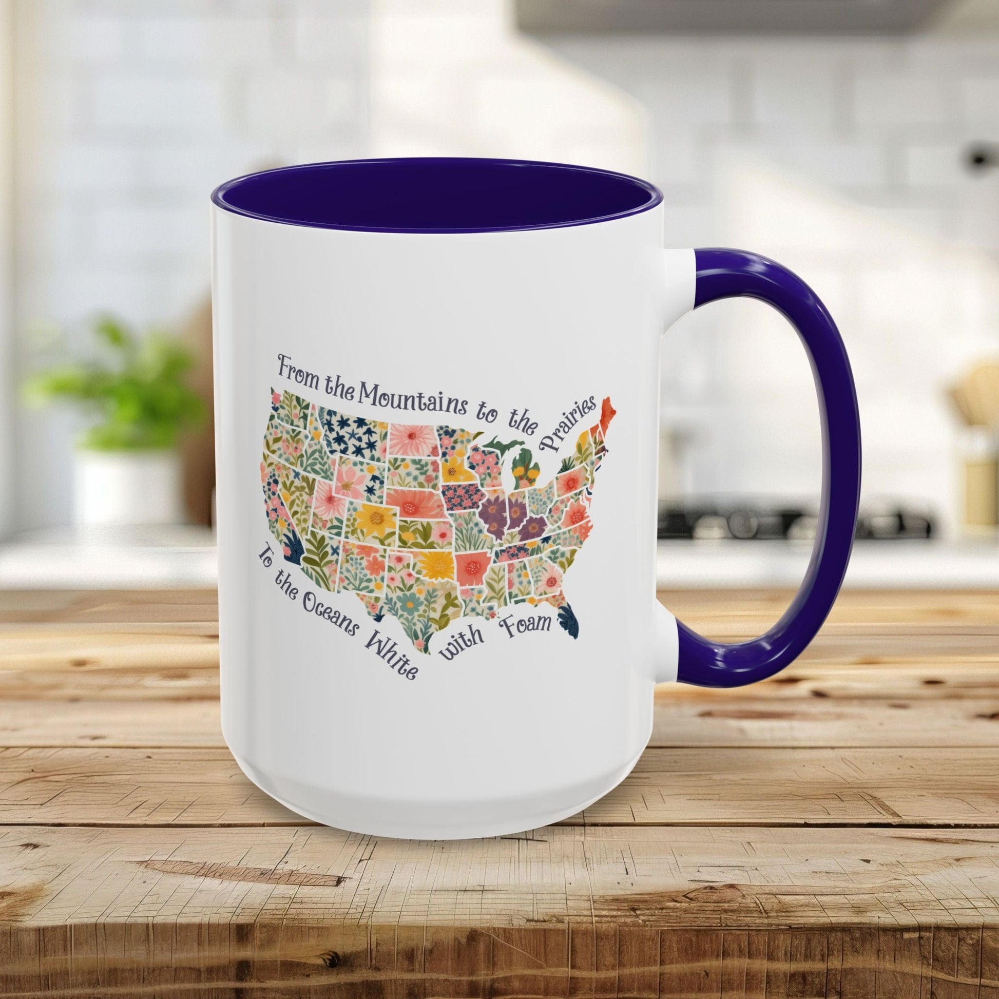 America the Beautiful Floral Map Mug  (11/15oz)