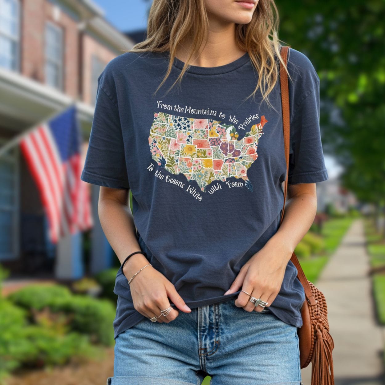 America the Beautiful Floral Map T-Shirt