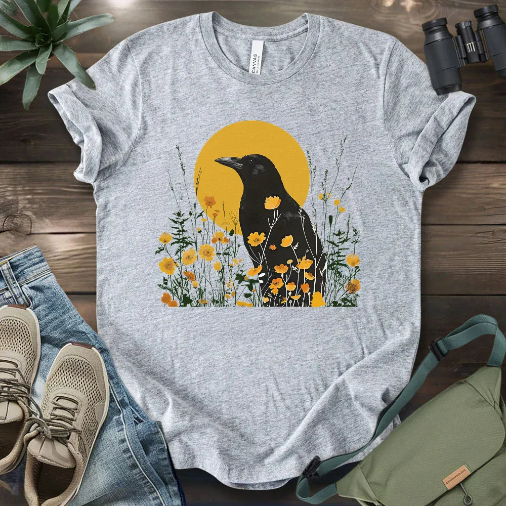 American Crow With Poppies T-shirt