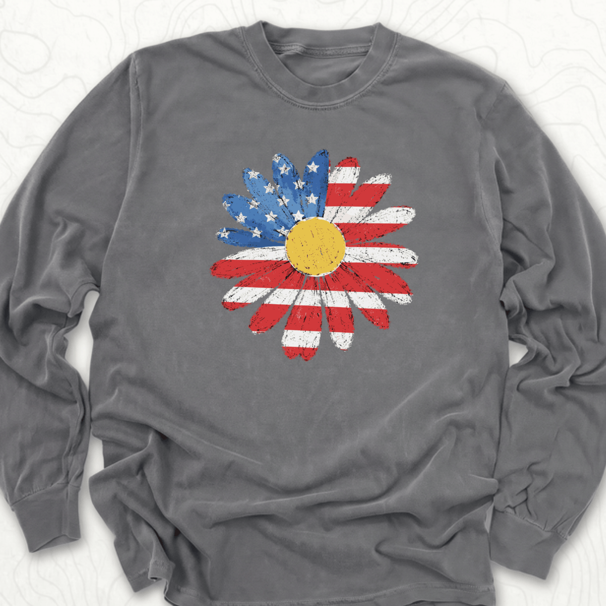 American Flag Daisy LS T-shirt