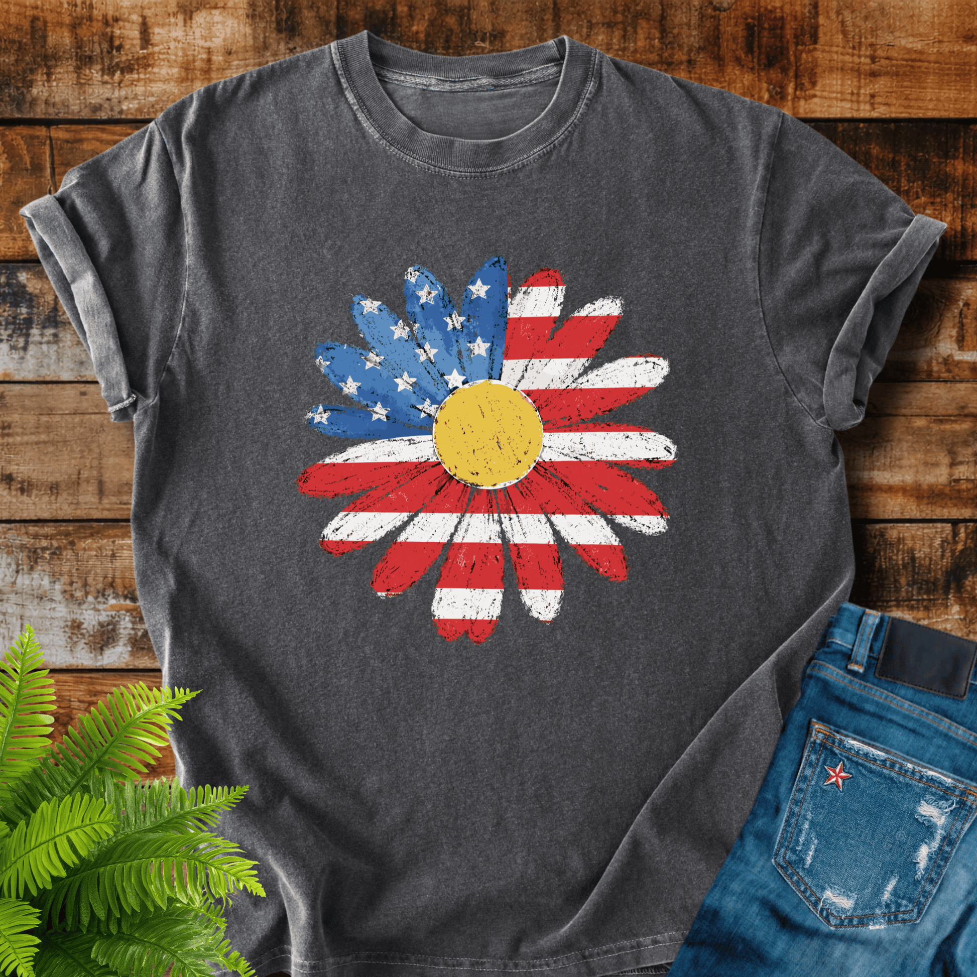 American Flag Daisy T-shirt