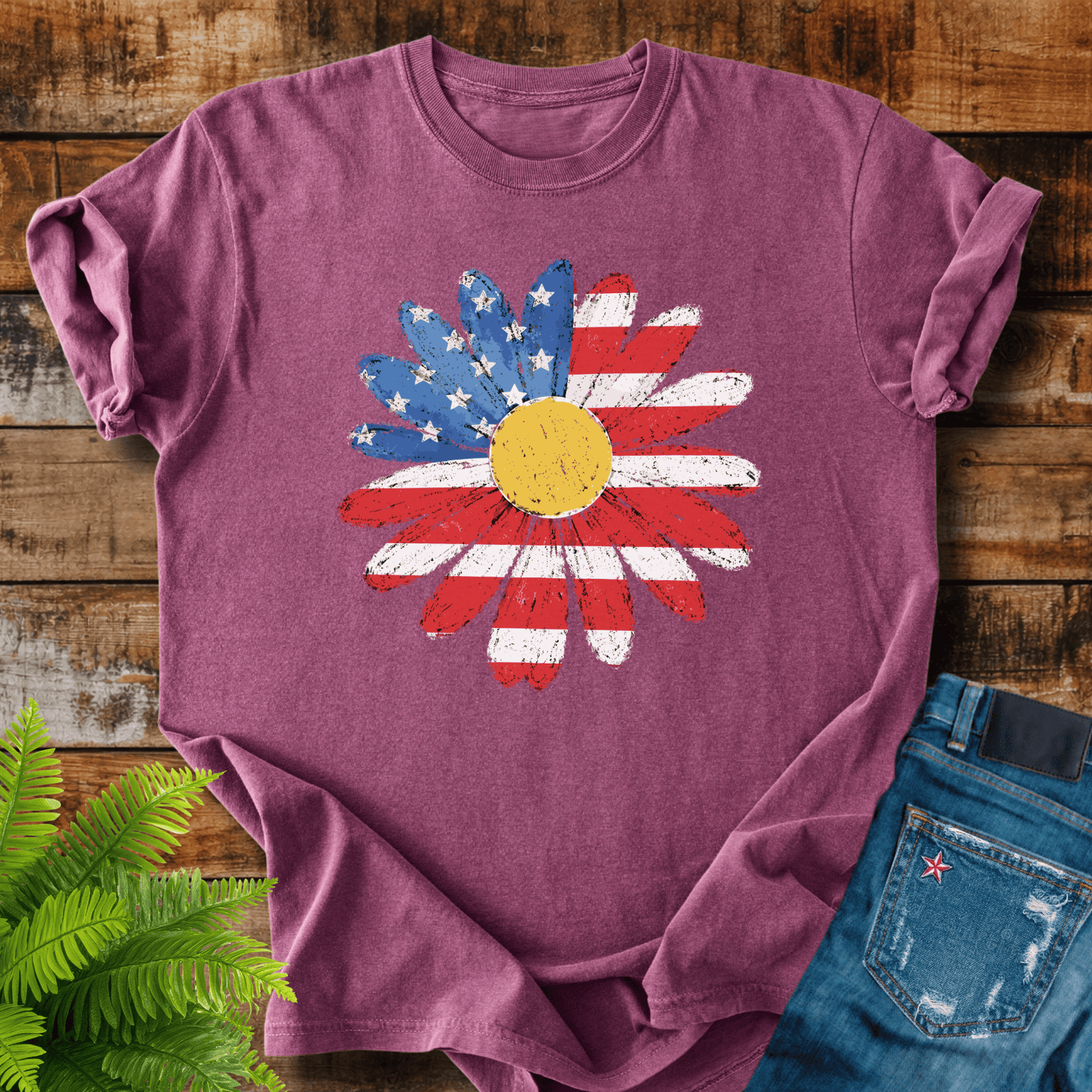 American Flag Daisy T-shirt